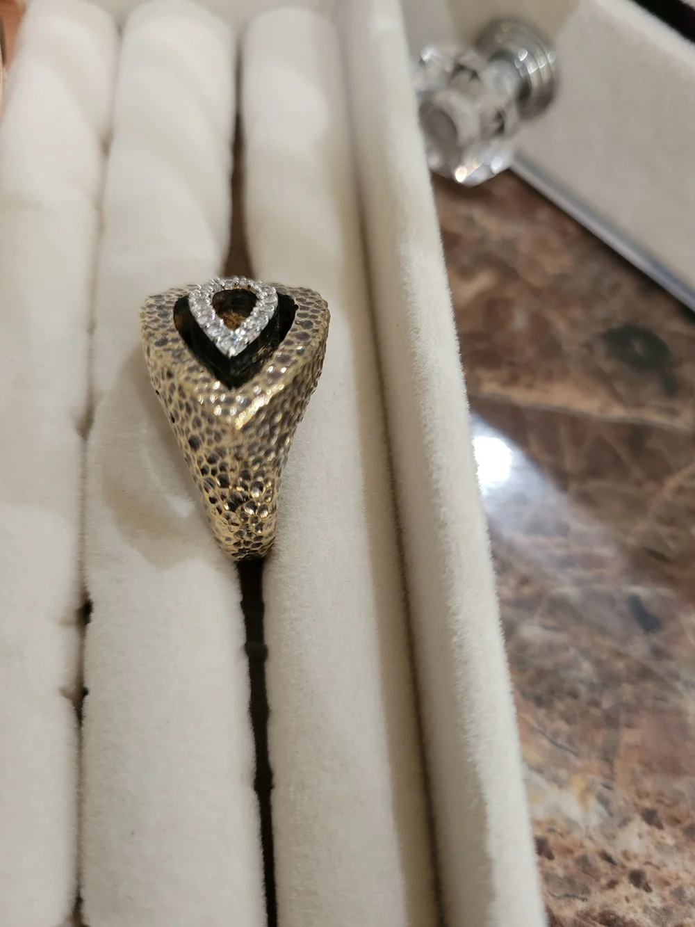 Gold-Tone Teardrop Crystal Statement Ring - Women Jewelry - Picture 2 of 6